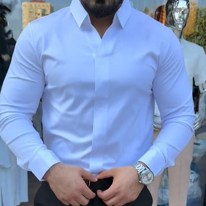 Men's Casual Slim Fit Solid Color Shirt