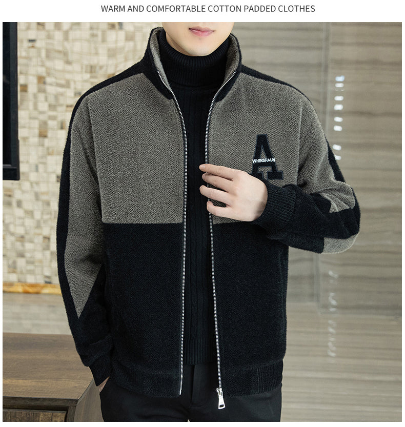 [best gift] Men's Fashion Standing Collar Plush Jacket