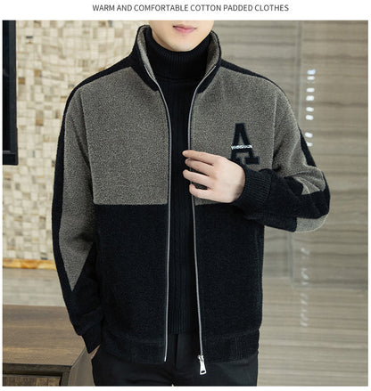 [best gift] Men's Fashion Standing Collar Plush Jacket