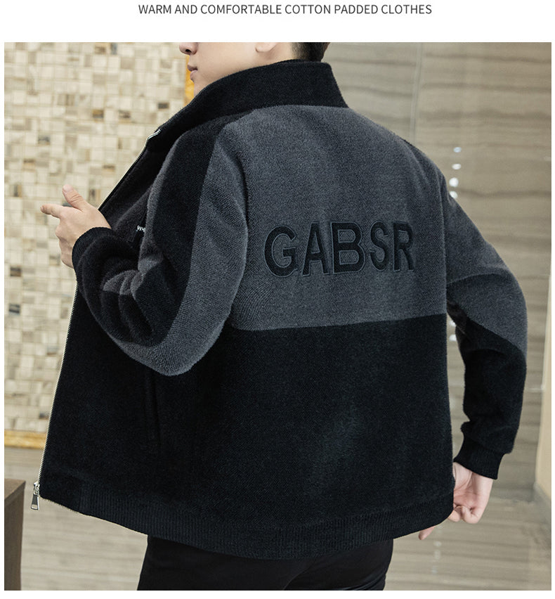 [best gift] Men's Fashion Standing Collar Plush Jacket
