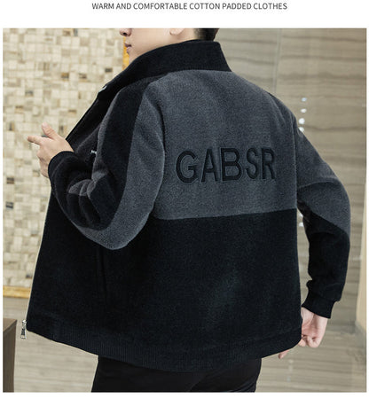 [best gift] Men's Fashion Standing Collar Plush Jacket