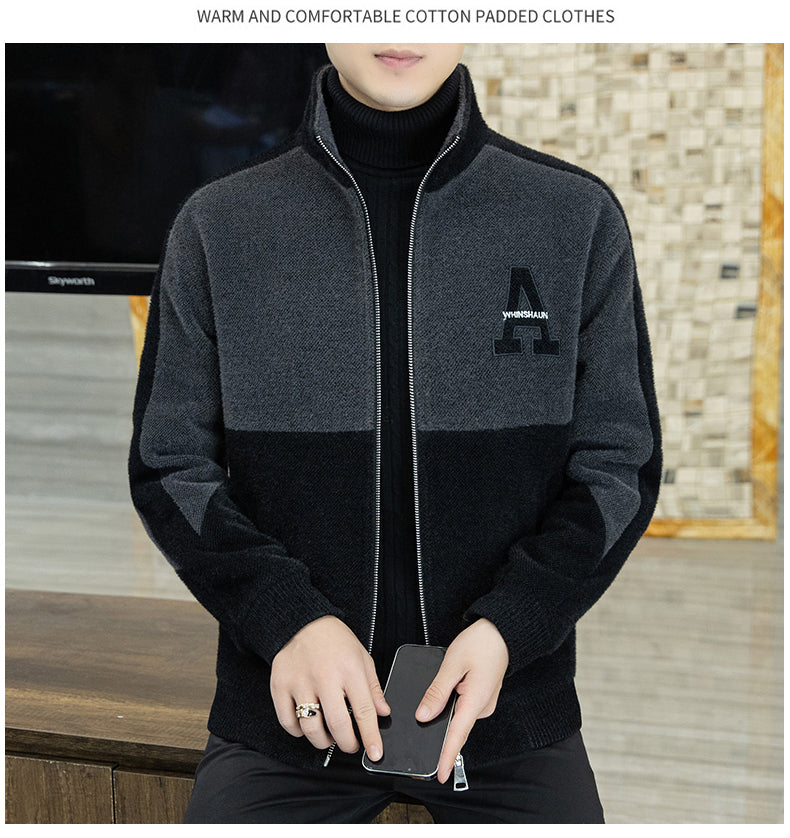 [best gift] Men's Fashion Standing Collar Plush Jacket