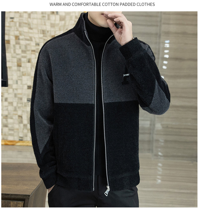 [best gift] Men's Fashion Standing Collar Plush Jacket