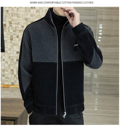 [best gift] Men's Fashion Standing Collar Plush Jacket