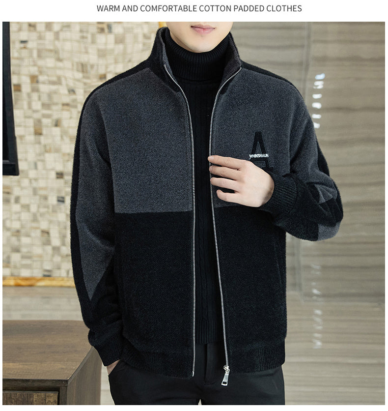 [best gift] Men's Fashion Standing Collar Plush Jacket