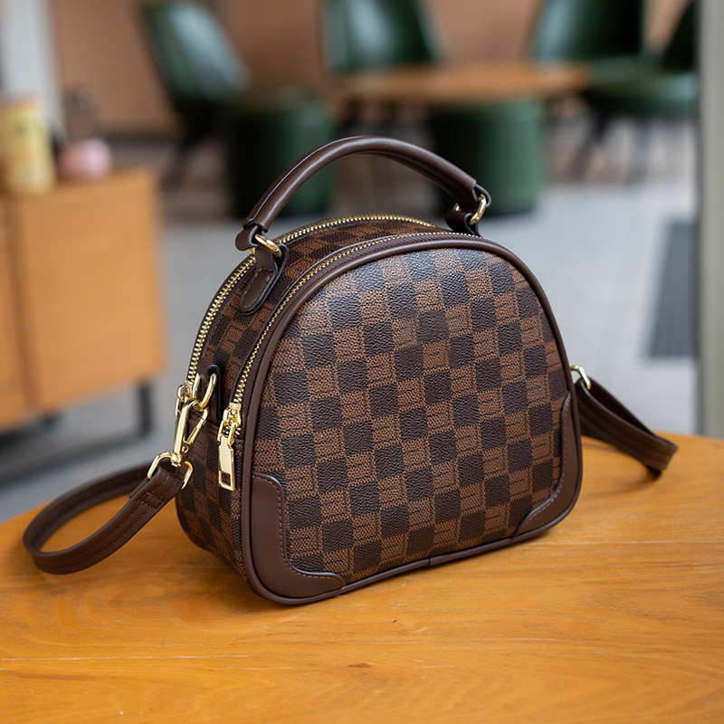 Brown & Black Plaid Shoulder Bag