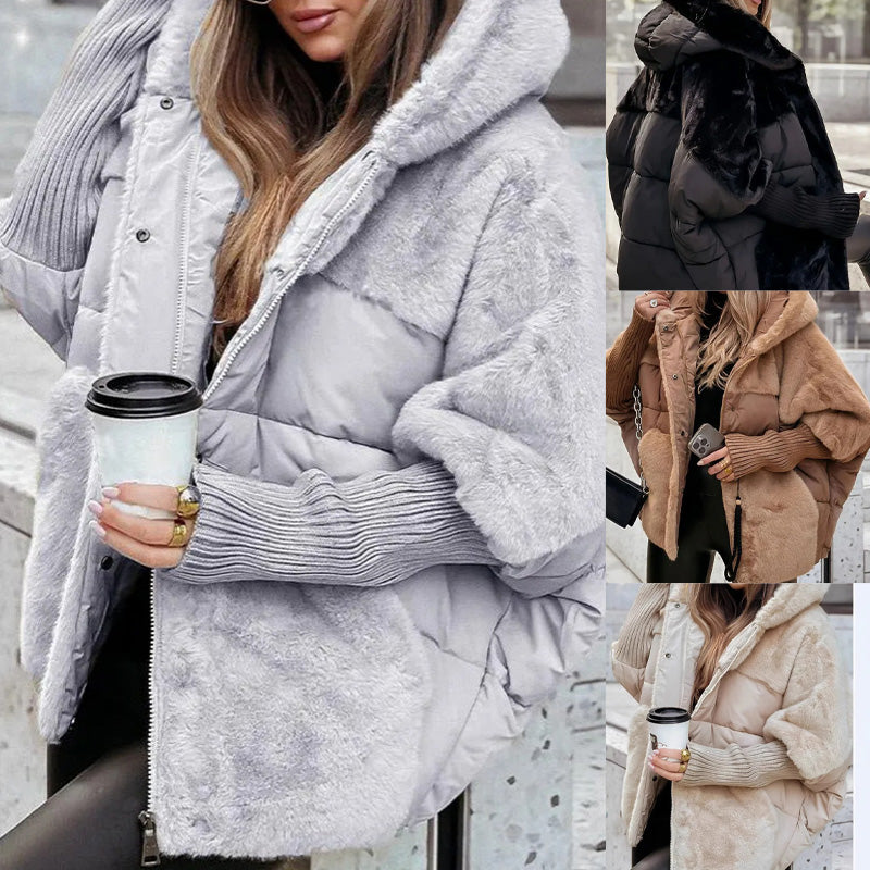 Women’s Oversized Hooded Patchwork Puffer Coat