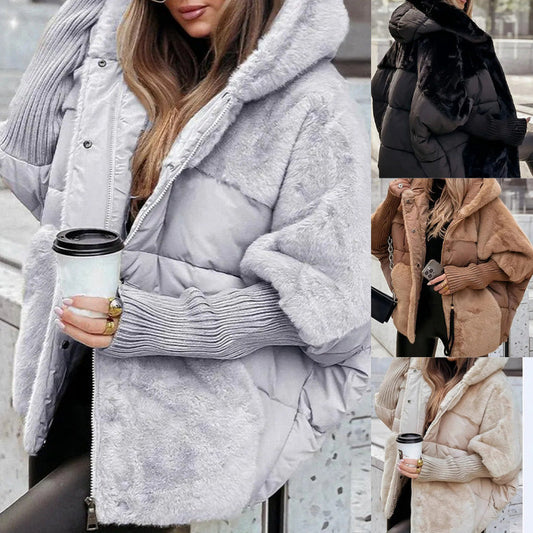 Women’s Oversized Hooded Patchwork Puffer Coat