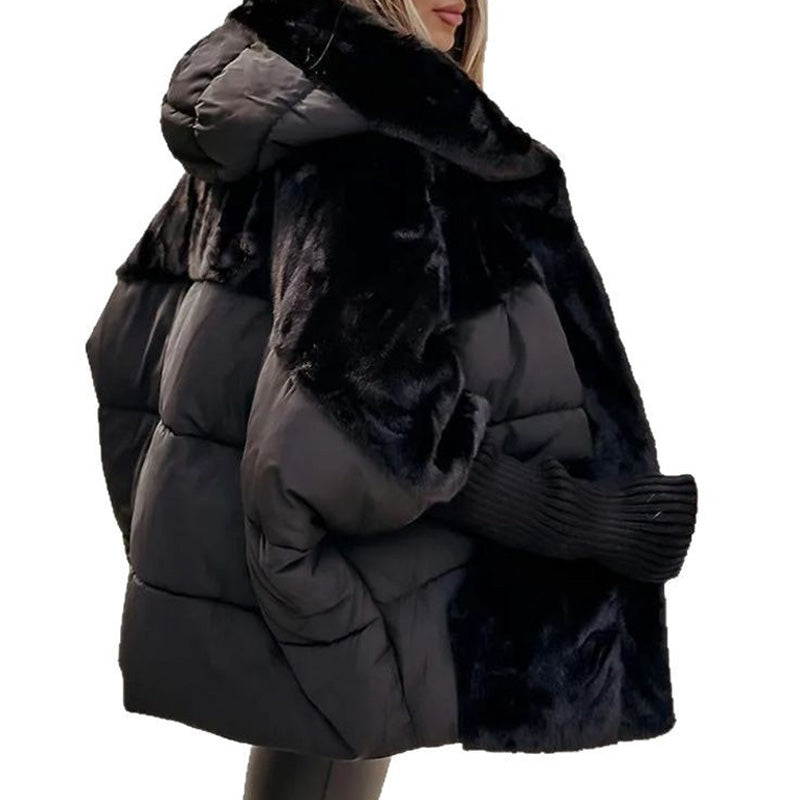 Women’s Oversized Hooded Patchwork Puffer Coat