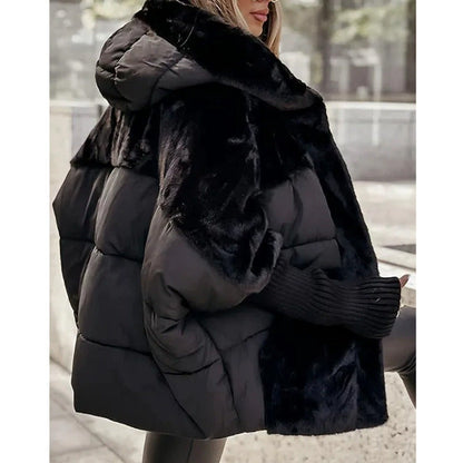 Women’s Oversized Hooded Patchwork Puffer Coat