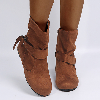 Women’s Casual Flat Buckle Ankle Boots
