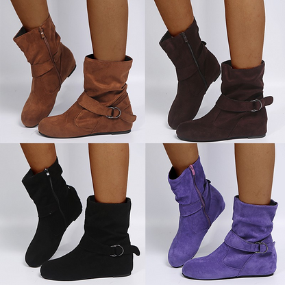 Women’s Casual Flat Buckle Ankle Boots