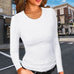 Women’s Solid Round-Neck Long-Sleeve Slim Fit Tops