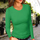 Women’s Solid Round-Neck Long-Sleeve Slim Fit Tops