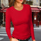 Women’s Solid Round-Neck Long-Sleeve Slim Fit Tops