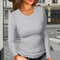 Women’s Solid Round-Neck Long-Sleeve Slim Fit Tops