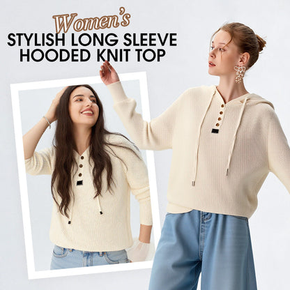 Women’s Stylish Long Sleeve Hooded Knit Top