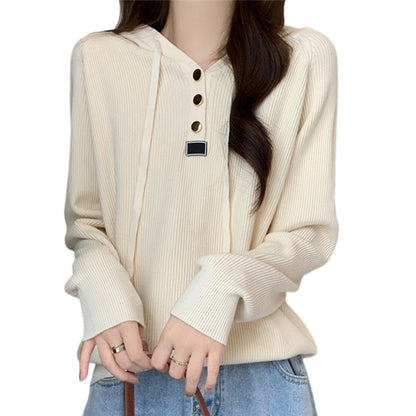 Women’s Stylish Long Sleeve Hooded Knit Top