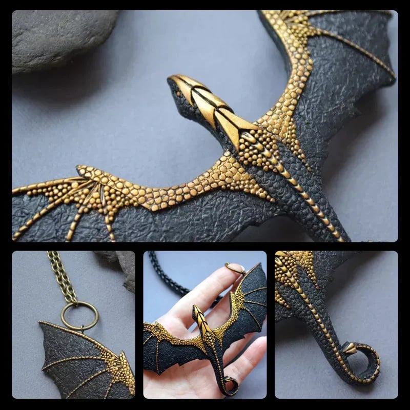 🎁New Year 49% OFF⏳Black Winged Flying Dragon Necklace