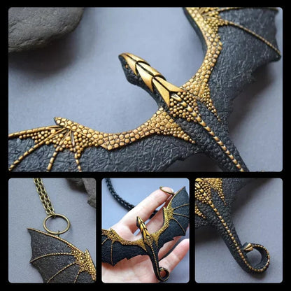 🎁New Year 49% OFF⏳Black Winged Flying Dragon Necklace