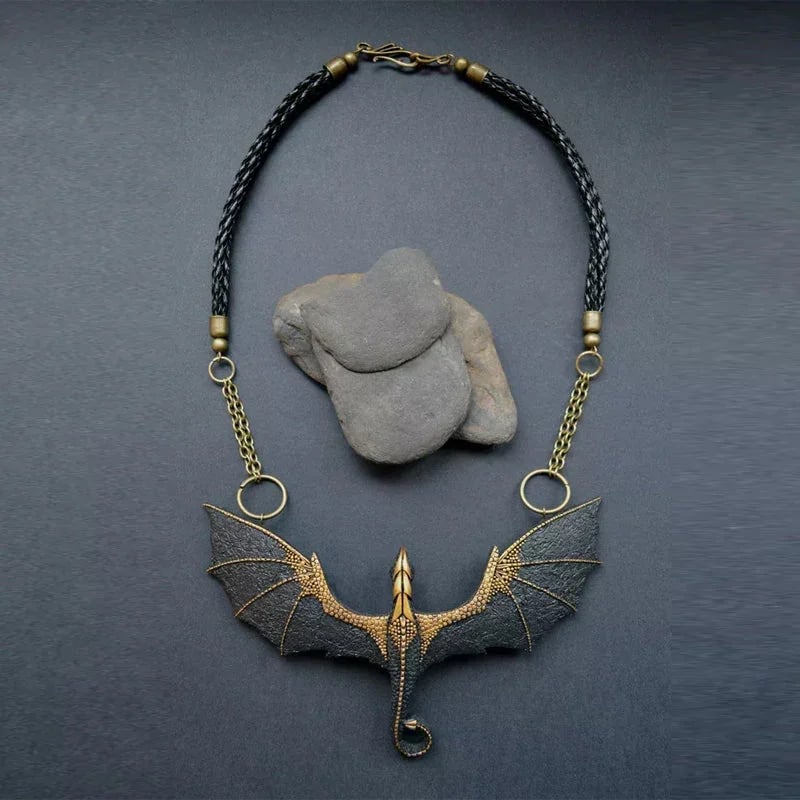 🎁New Year 49% OFF⏳Black Winged Flying Dragon Necklace