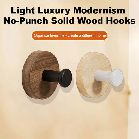 Waterproof Wooden Coat Hook - No Drilling