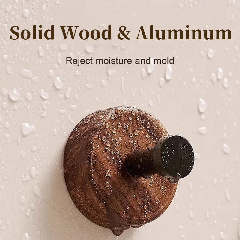 Waterproof Wooden Coat Hook - No Drilling