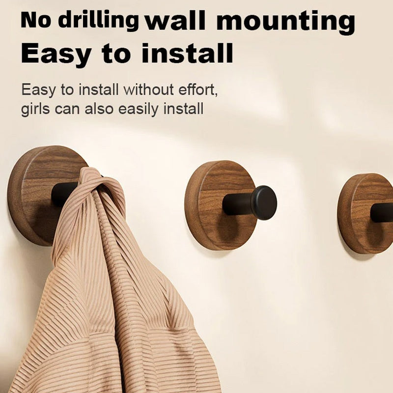 Waterproof Wooden Coat Hook - No Drilling