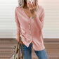 💥New Arrivals: Hot Sellers-Women's Solid Color Buttoned V-Neck Knit Top