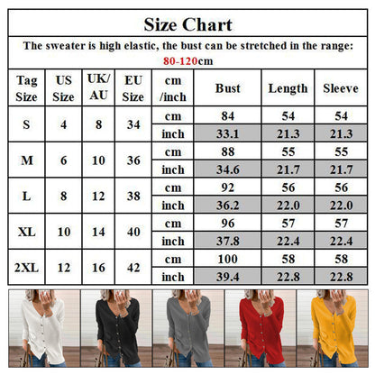 💥New Arrivals: Hot Sellers-Women's Solid Color Buttoned V-Neck Knit Top