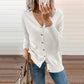 💥New Arrivals: Hot Sellers-Women's Solid Color Buttoned V-Neck Knit Top