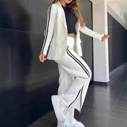 👑Women's Luxury Lapel Suit & Wide Leg Pants Set – Chic Tailored Elegance for Sophisticated Style💫