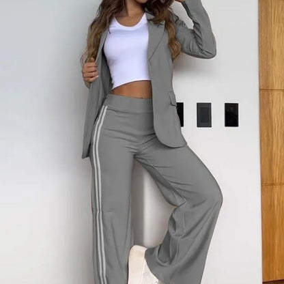 👑Women's Luxury Lapel Suit & Wide Leg Pants Set – Chic Tailored Elegance for Sophisticated Style💫