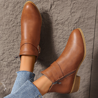 Women's Comfortable Chunky Heel Ankle Boots