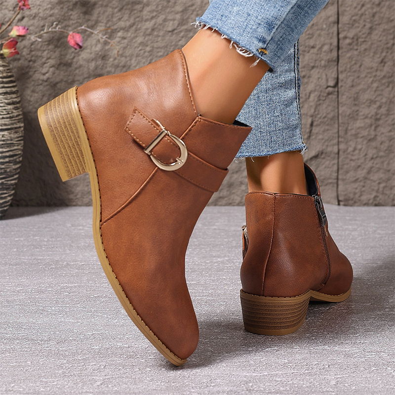 Women's Comfortable Chunky Heel Ankle Boots