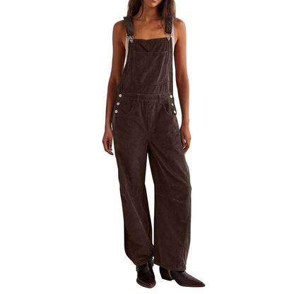 Women's Casual Loose Solid Sleeveless Overalls