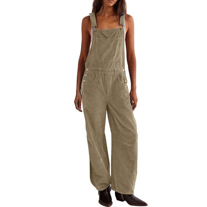 Women's Casual Loose Solid Sleeveless Overalls