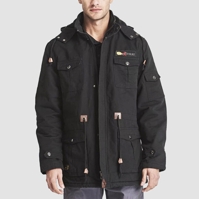 Men's Winter Drawstring Cotton Military Driver Jacket - Comfort and Style Combined