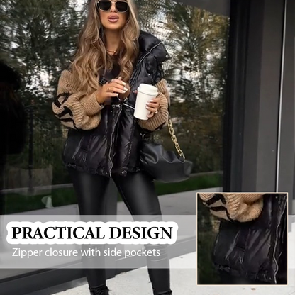 🎁 Hot Sale 49% OFF 🔥Women’s Patchwork Knit Sleeve Hooded Puffer Jacket|Free Express Delivery✈️