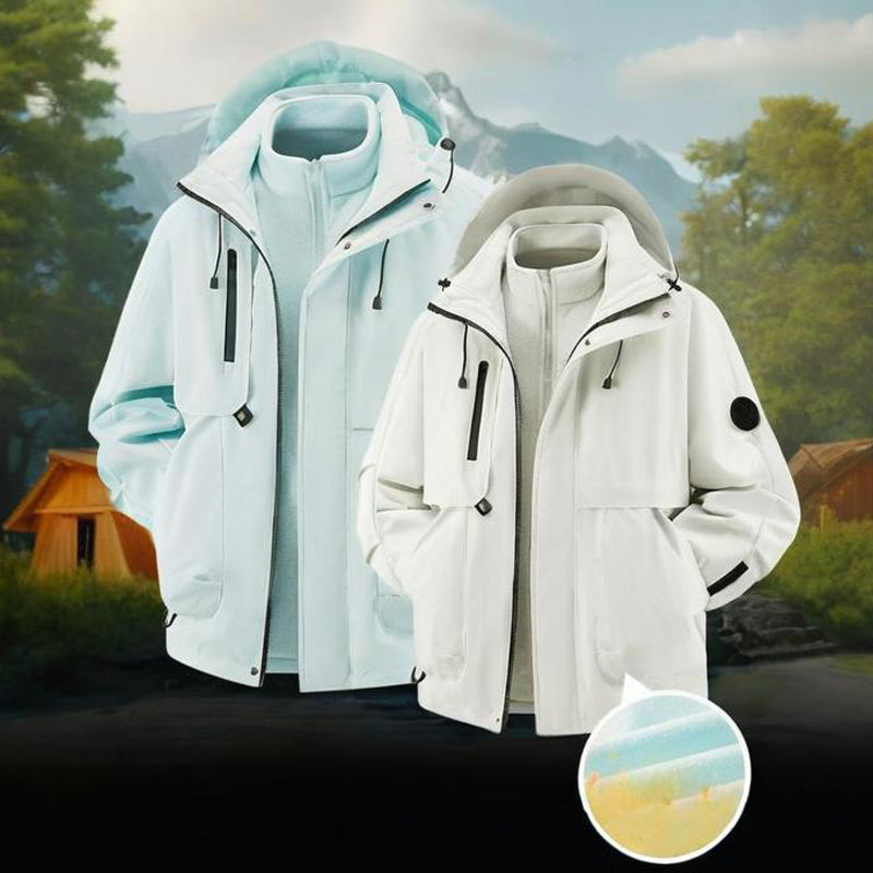 Unisex🏔️3-in-1 Windproof & Waterproof Outdoor Jacket -👍Insulated lining and detachable hood!