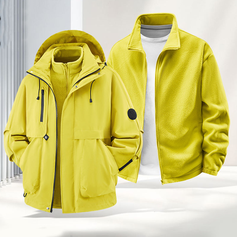 Unisex🏔️3-in-1 Windproof & Waterproof Outdoor Jacket -👍Insulated lining and detachable hood!