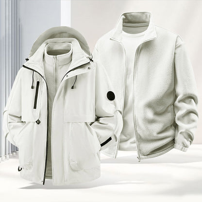 Unisex🏔️3-in-1 Windproof & Waterproof Outdoor Jacket -👍Insulated lining and detachable hood!