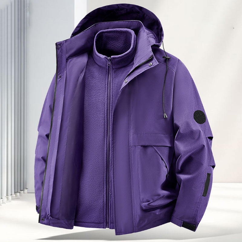 Unisex🏔️3-in-1 Windproof & Waterproof Outdoor Jacket -👍Insulated lining and detachable hood!