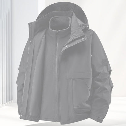 Unisex🏔️3-in-1 Windproof & Waterproof Outdoor Jacket -👍Insulated lining and detachable hood!