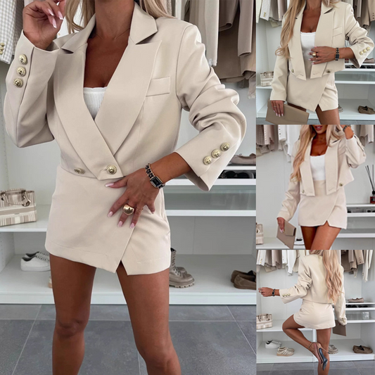 Women’s Short Blazer Split Skirt Pants Set