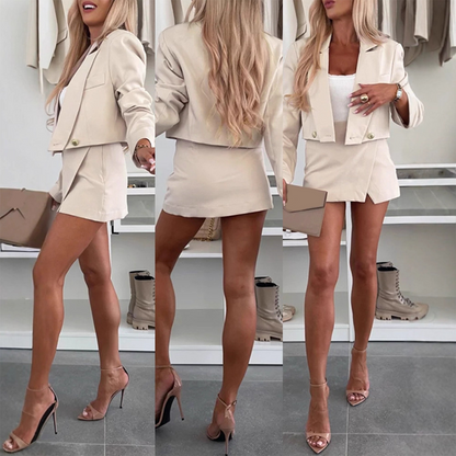 Women’s Short Blazer Split Skirt Pants Set