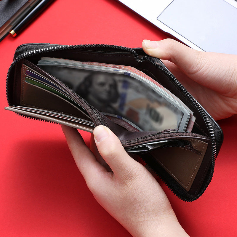 Men's Short Zip Wallet with Coin Pocket