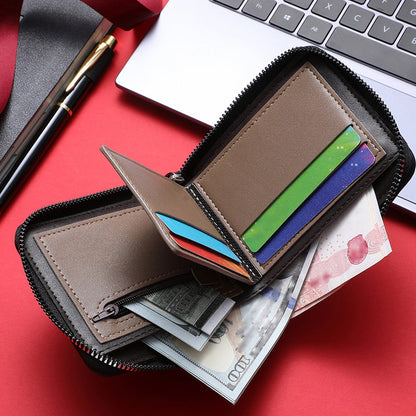 Men's Short Zip Wallet with Coin Pocket