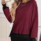 Casual Crewneck Color-Blocked Sweatshirt with Side Split