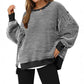 Casual Crewneck Color-Blocked Sweatshirt with Side Split